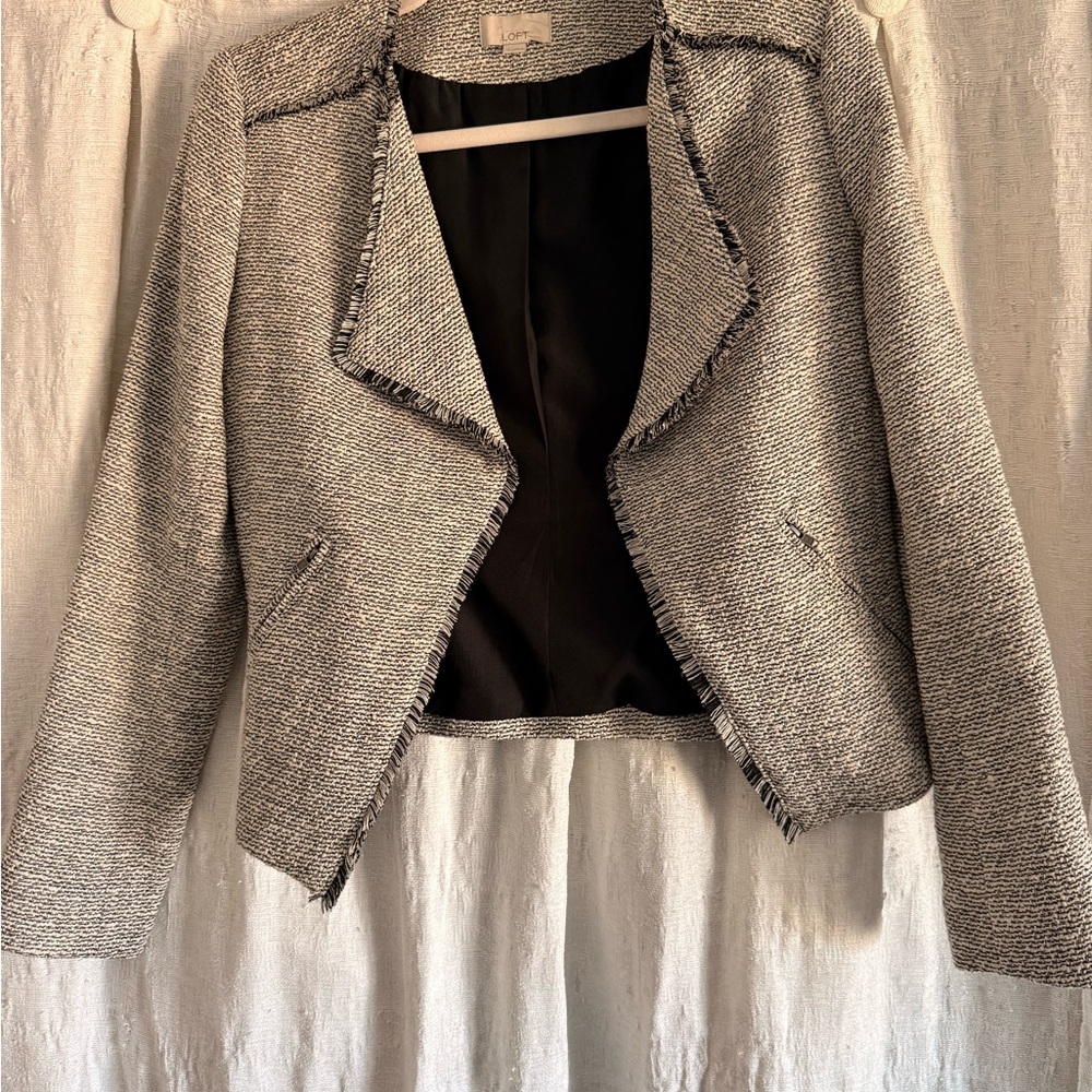 LOFT Black and White Textured Blazer